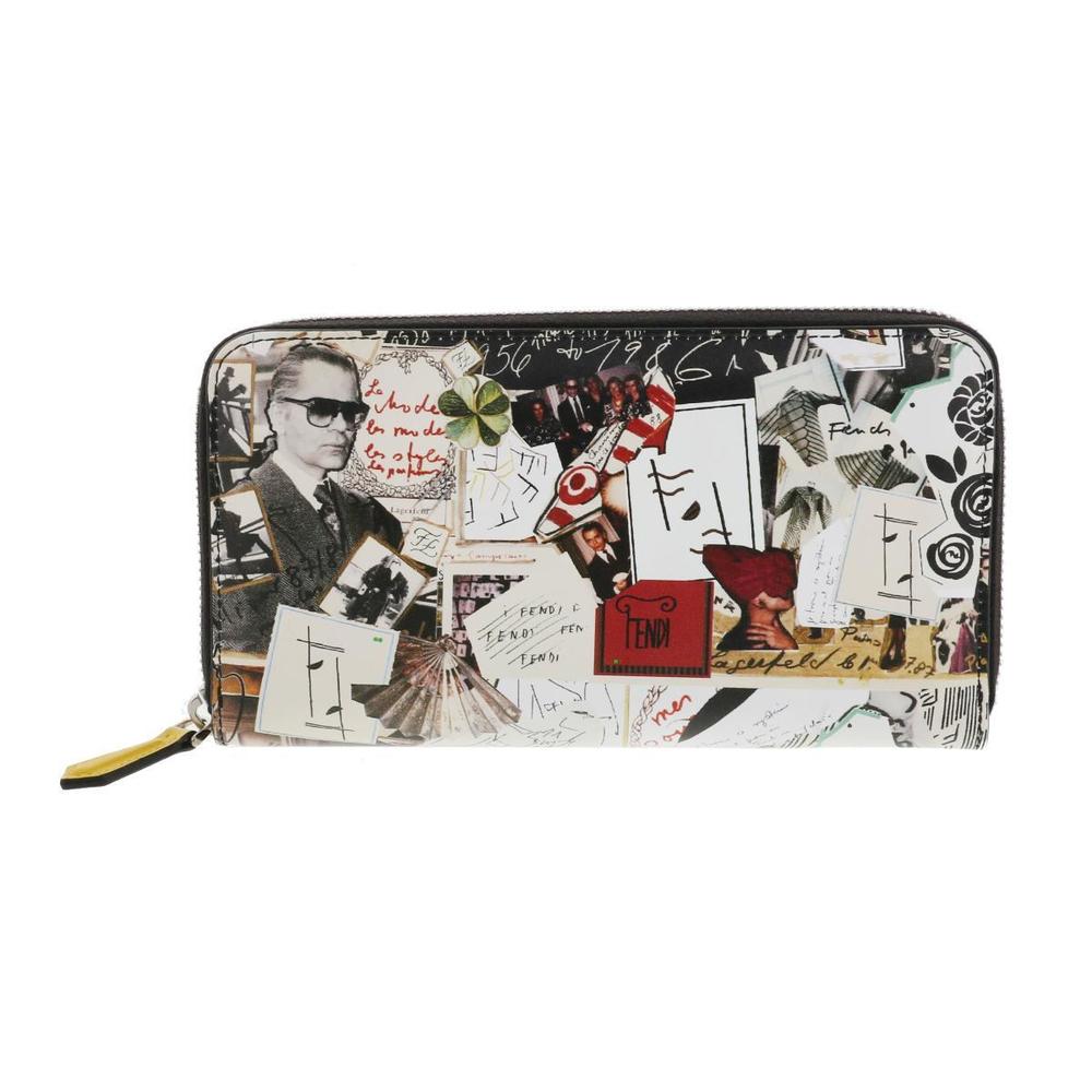 Fendi Fastener Long Wallet White A